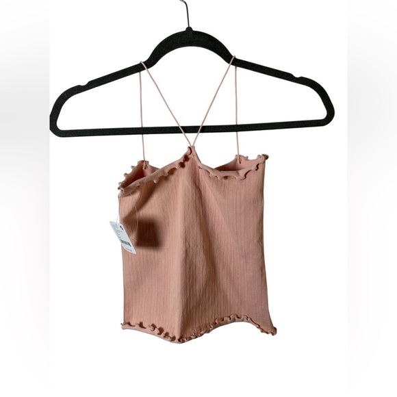 Free People Intimately Rose Pink Ribbed Halter Crop Top XS/S - Picture 5 of 6